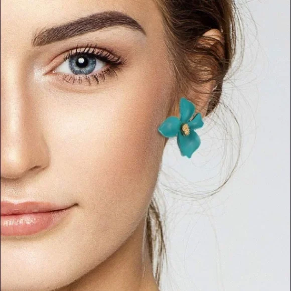 Boho Flower Stud Earrings - Picture 6 of 11